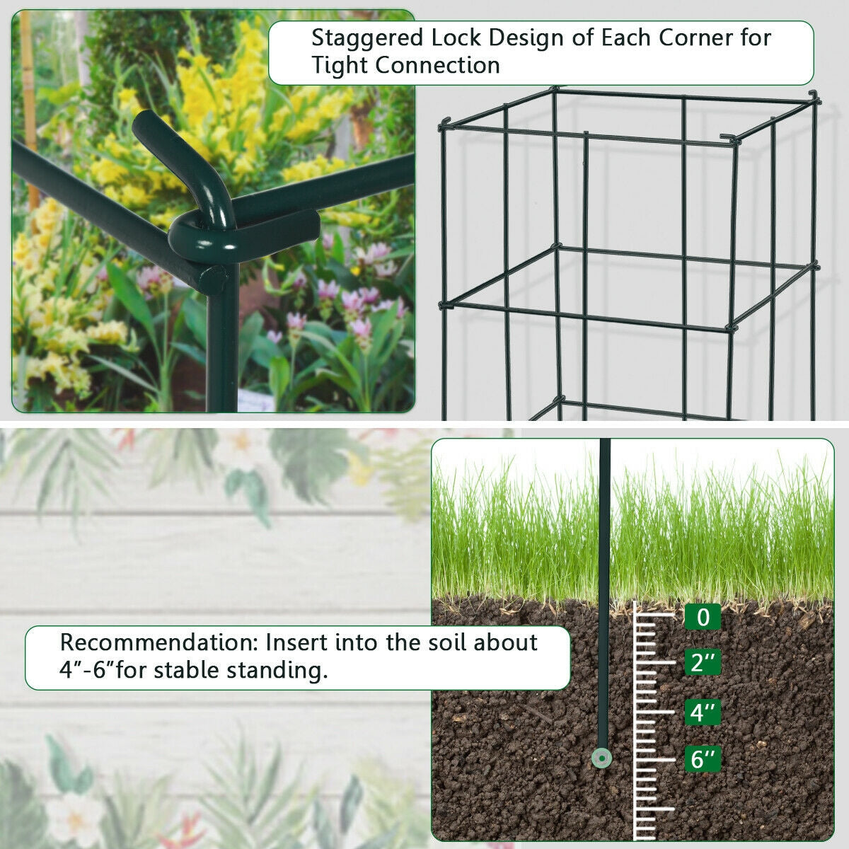 4 Pack Garden Trellis for Climbing Plants Flower Vegetable