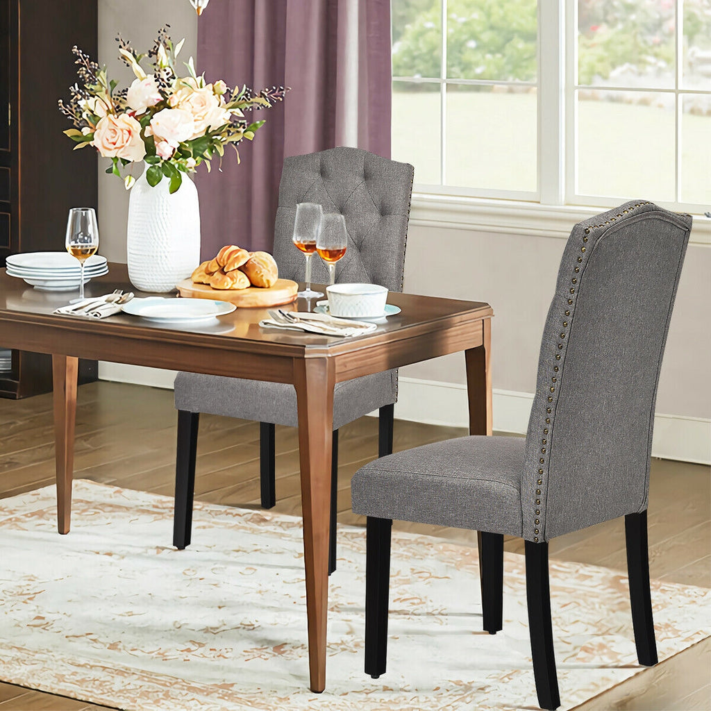 Set of 2 Modern Tufted Dining Chairs, Gray