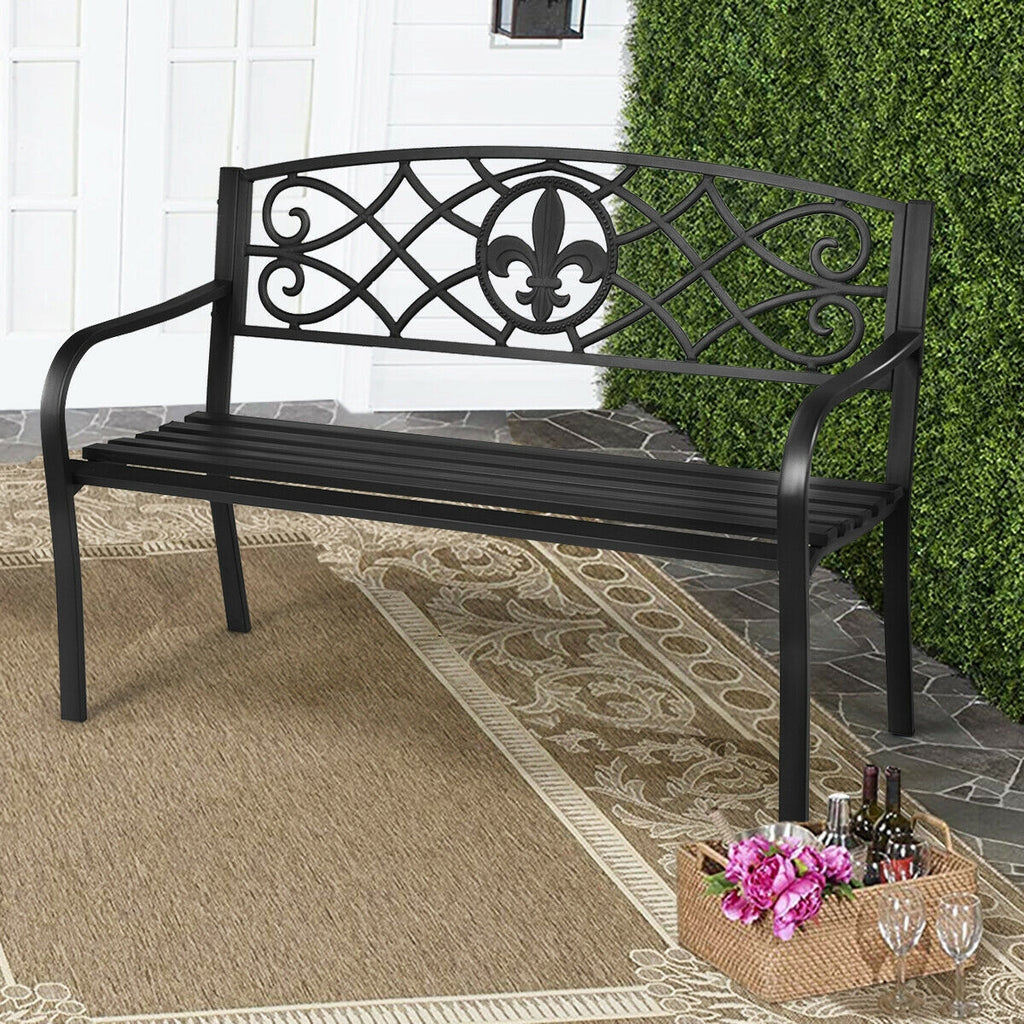 50-Inch Patio Garden Bench with Back - Style 7