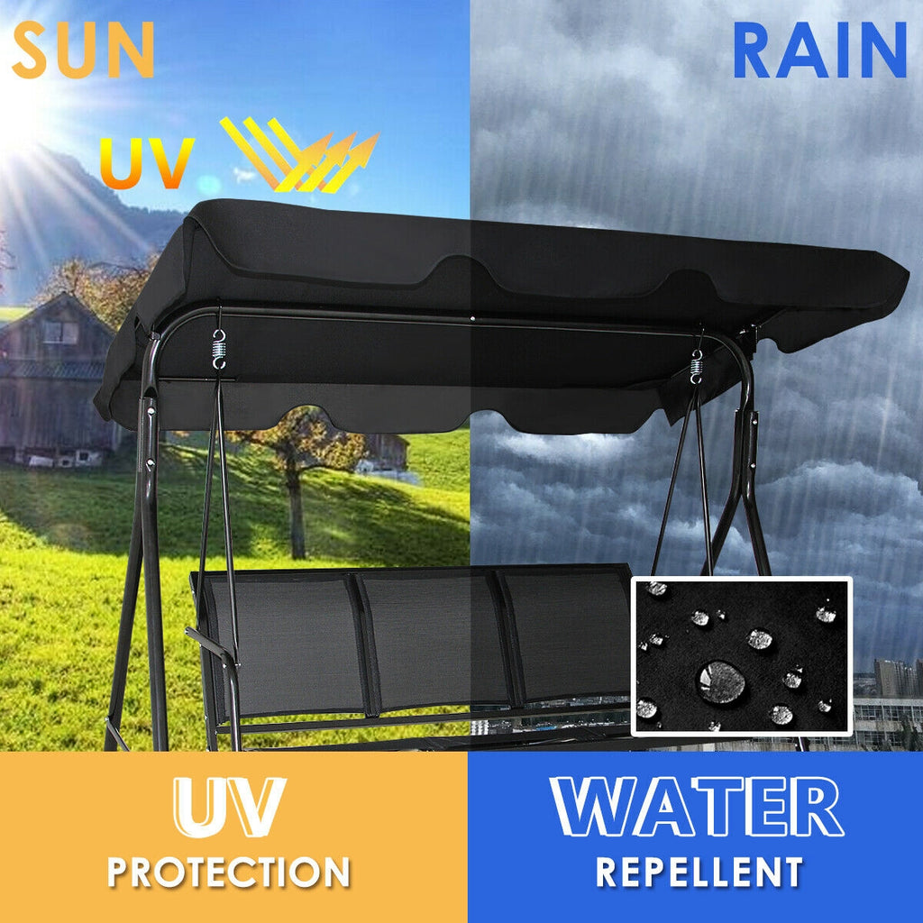 3-Person Patio Swing with Canopy – 50" x 16" Black