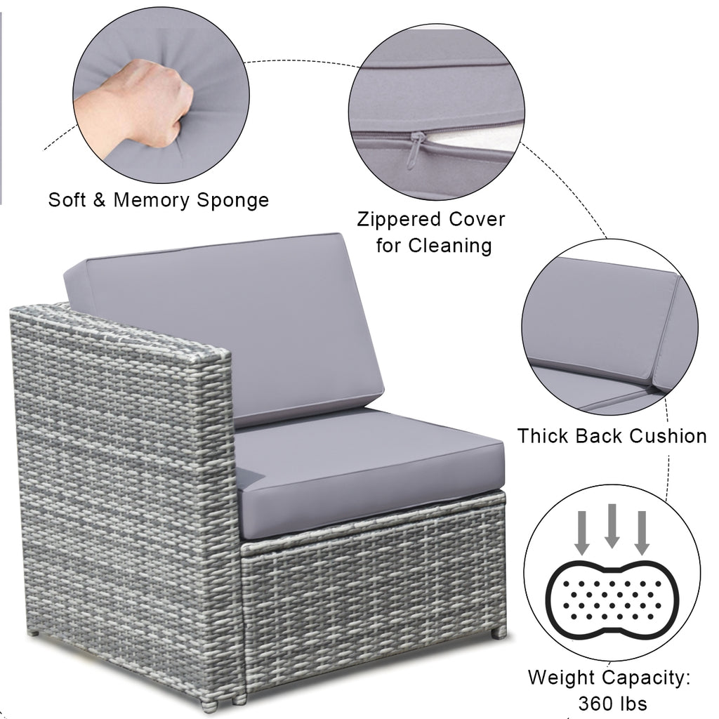 8-Piece Wicker Sofa Rattan Dining Set with Storage Table - Gray