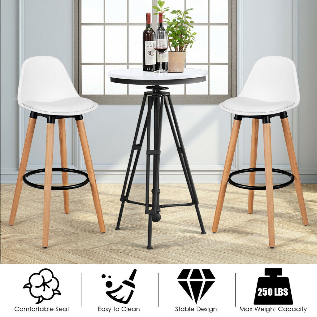 Mid-Century Barstool 28.5 Inch Pub Chair Set - White
