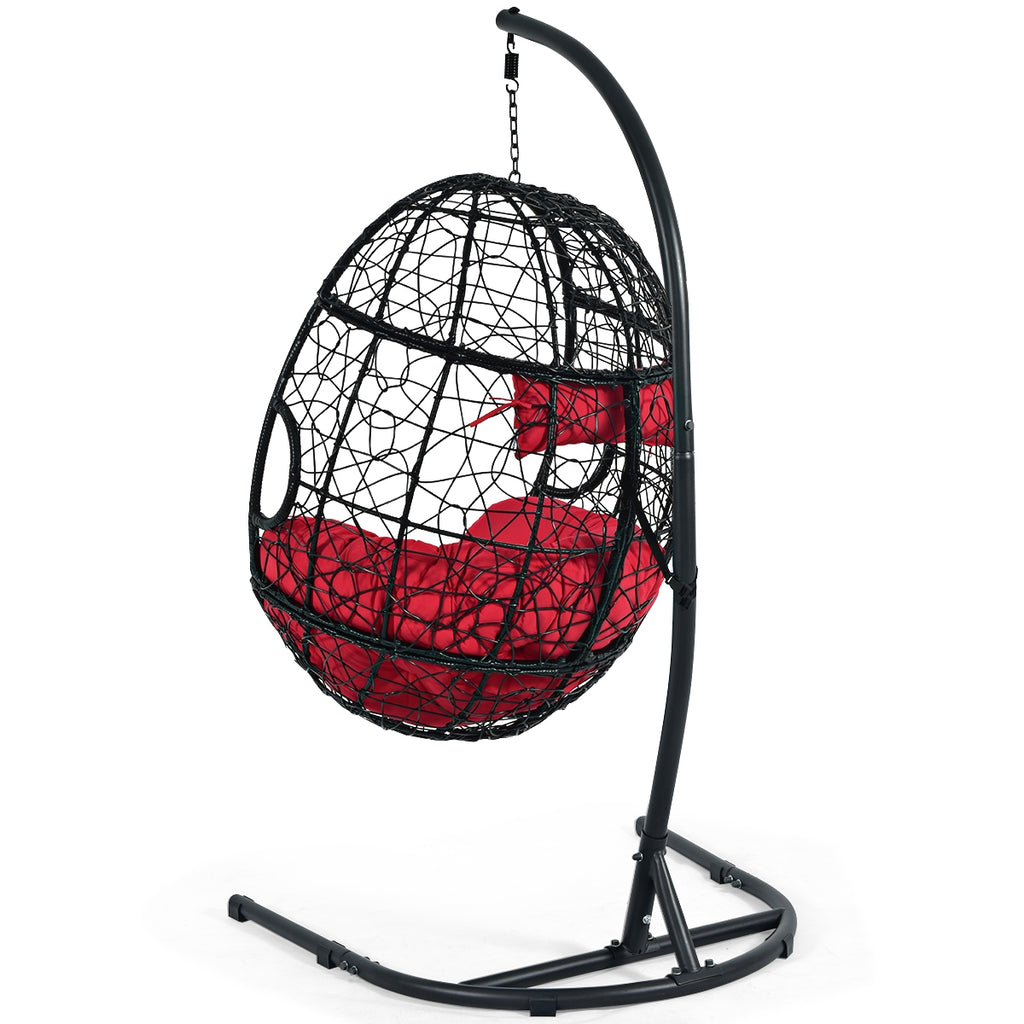 Indoor/Outdoor Hanging Cushioned Hammock Chair with Stand