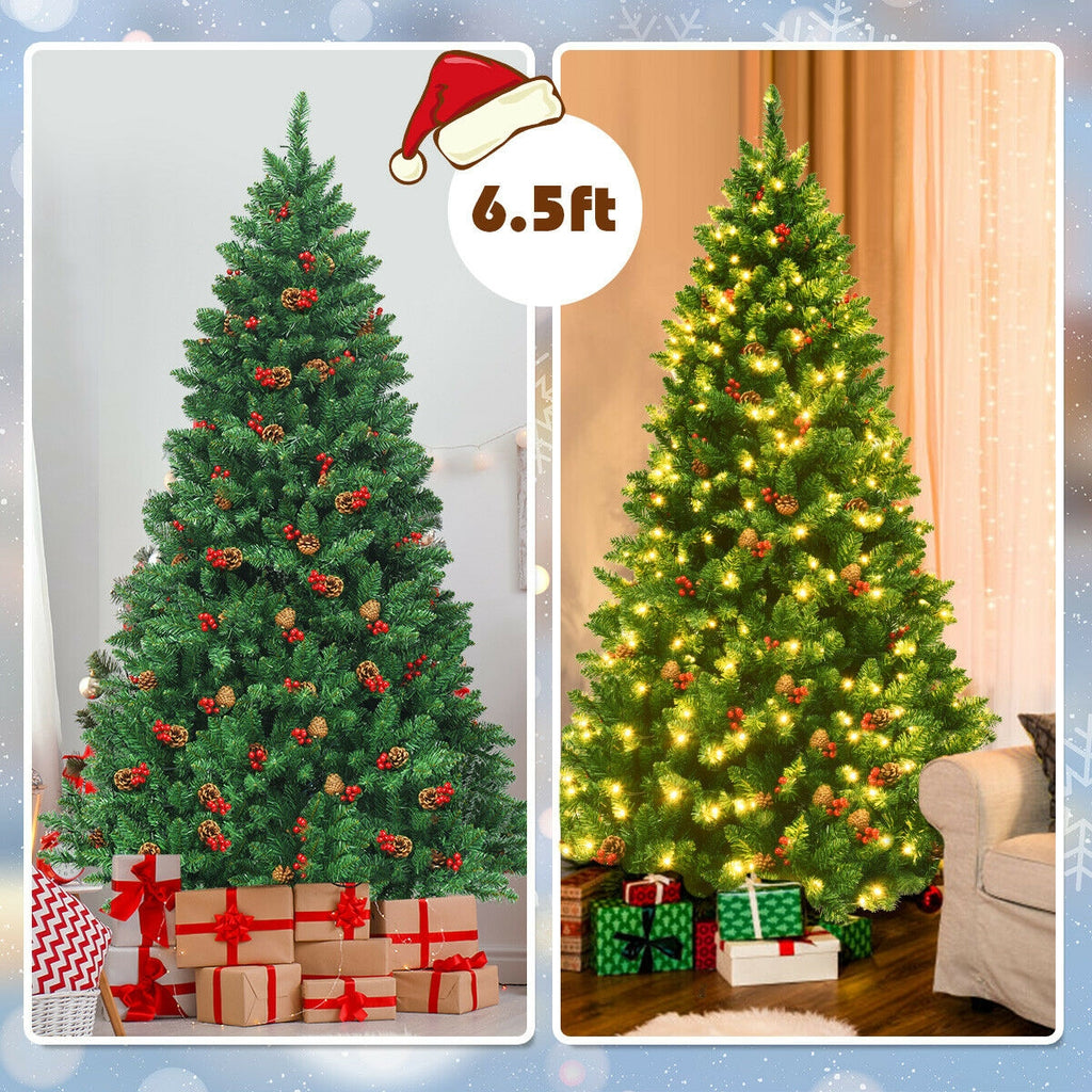Pre-Lit 6.5ft Hinged Christmas Tree with LED Lights & Decor