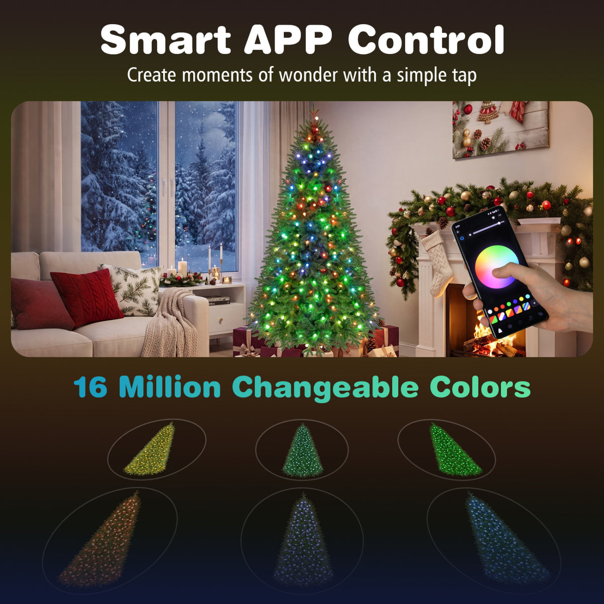 6.3 FT Smart Christmas Tree with 230 RGB LED Lights - App & Remote Control