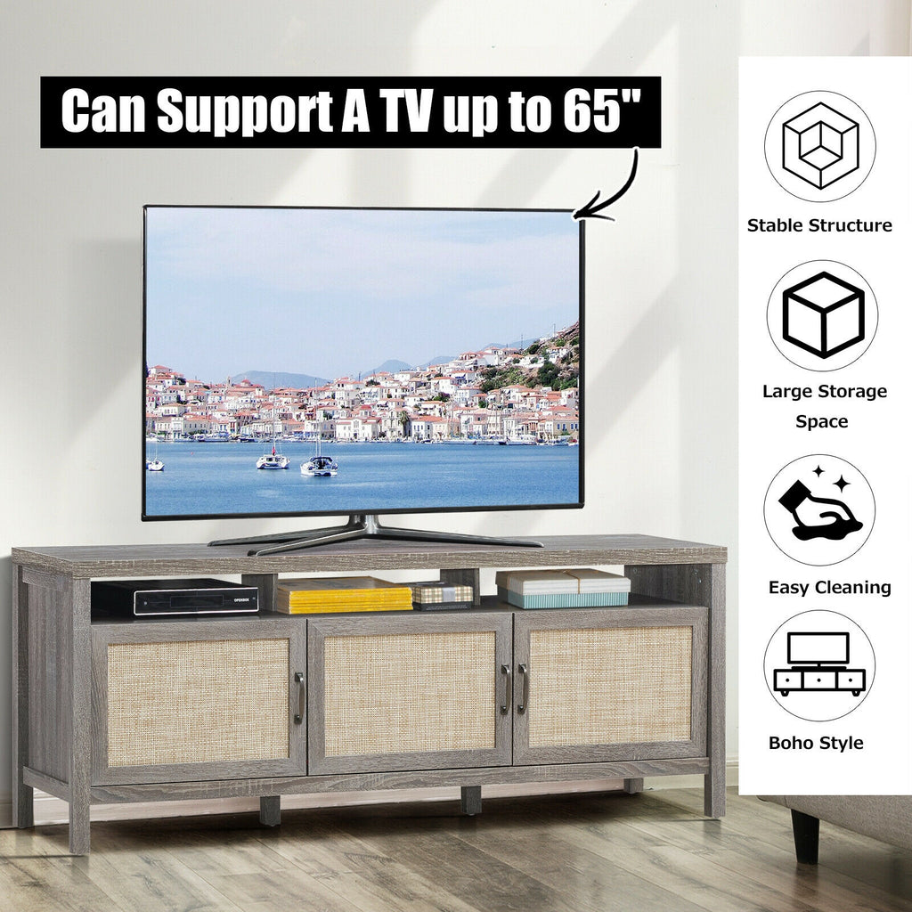 TV Stand for 65 Inch TVs with Storage Cabinets - Gray