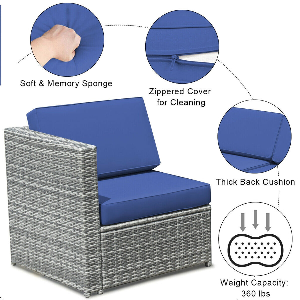 8 Pieces Wicker Sofa Rattan Dining Set Patio Furniture with Storage
