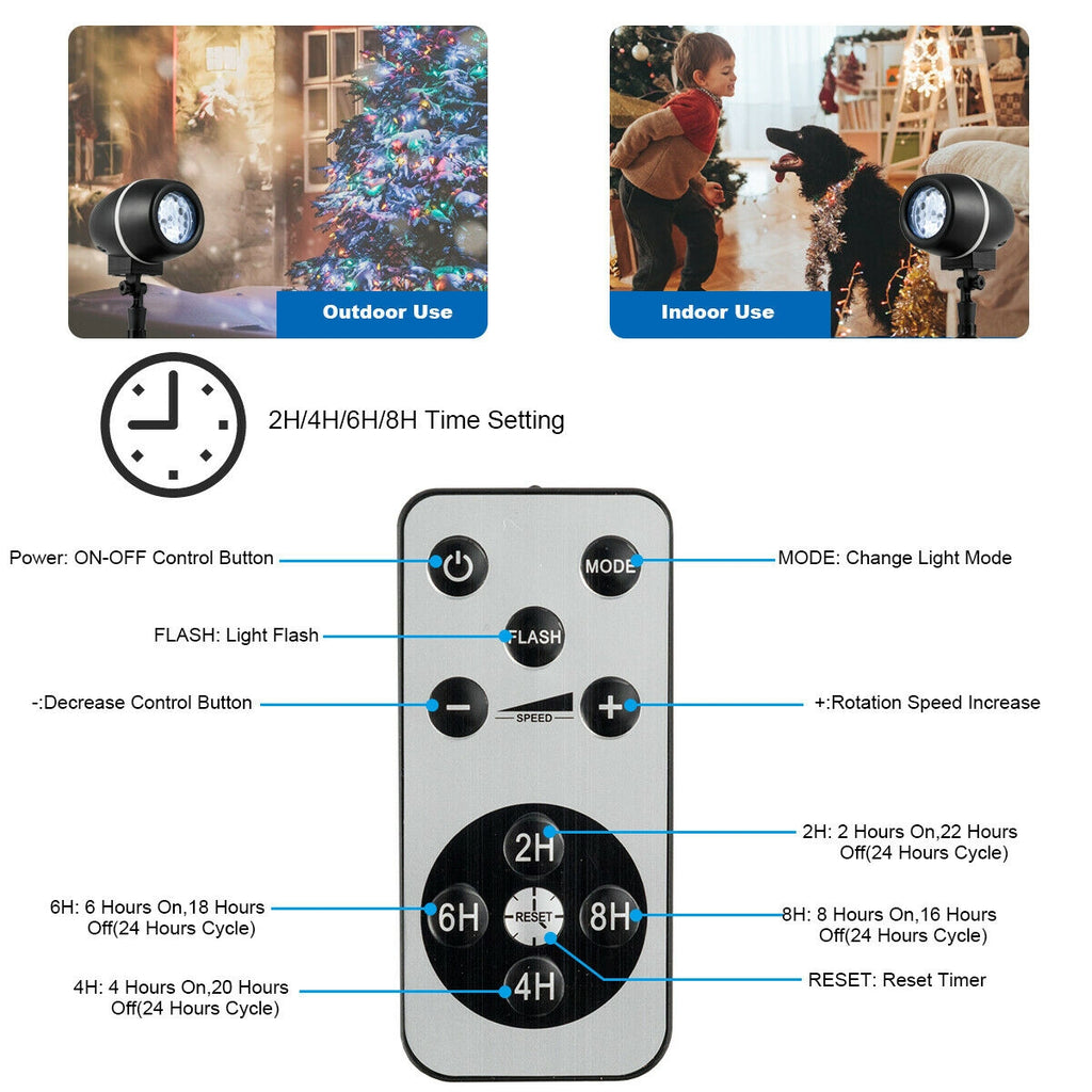 Outdoor Waterproof Snowflake LED Projector Lights with Remote Control