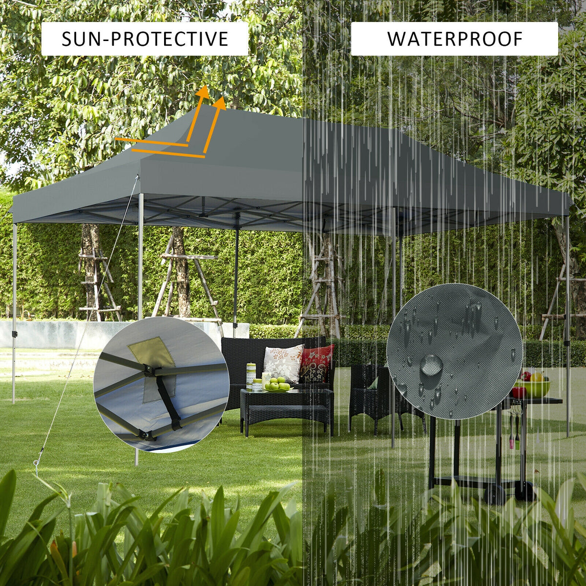 10 x 20 Feet Sun Shelter with Carrying Bag - Gray