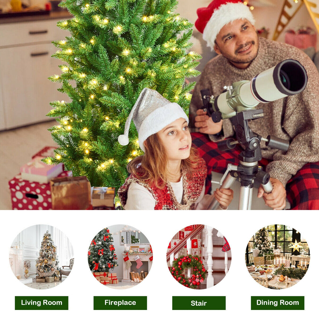 5 ft PVC Hinged Pre-lit Artificial Fir Christmas Tree with 150 Lights