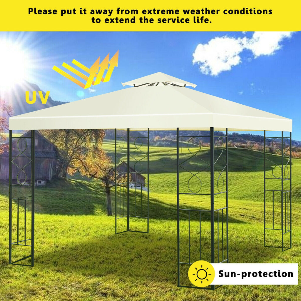 10x10 Patio Gazebo Canopy Tent - Double Roof 9ft Height