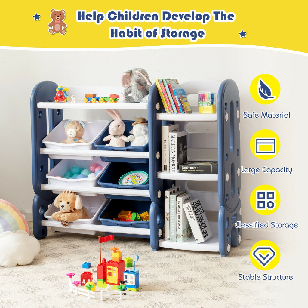 Kids Toy Storage Organizer with Bins & Multi-Layer Shelf - Blue