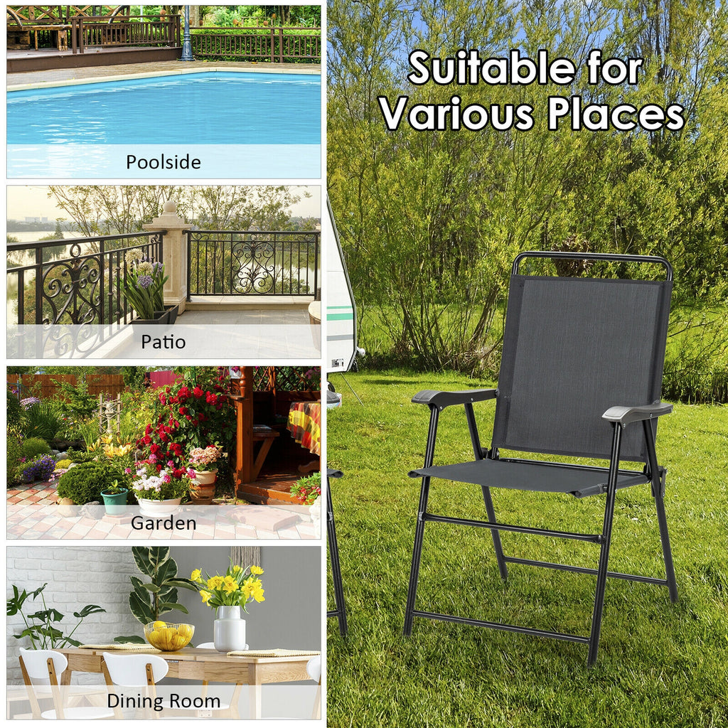 4 Pieces Portable Outdoor Folding Chair with Armrest