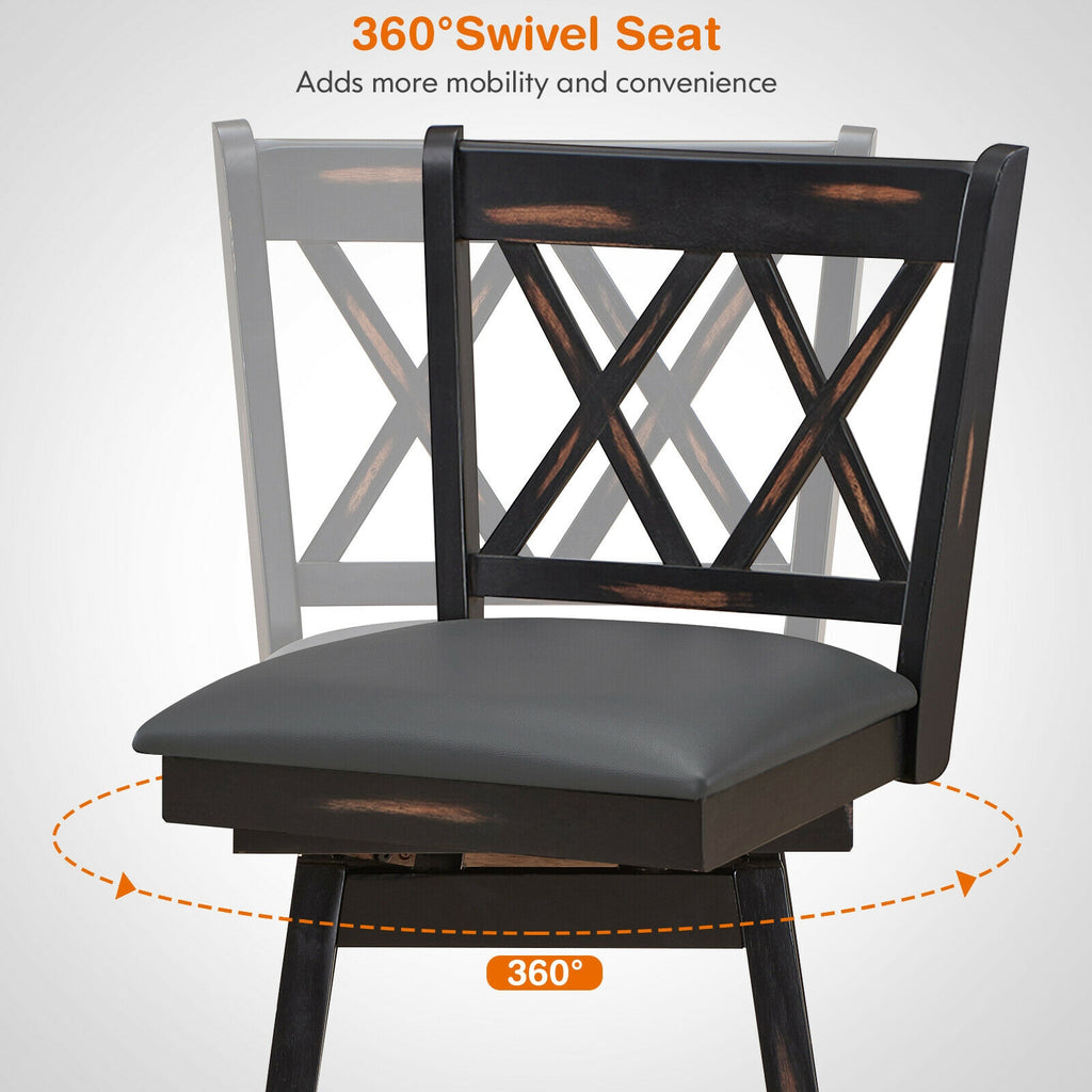 2-Piece 25" Counter Height Bar Stools with Cushion - Black