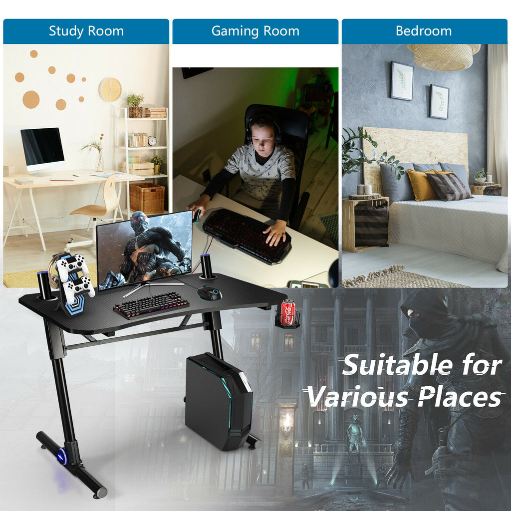 43.5" Height Adjustable Gaming Desk with Blue LED Lights
