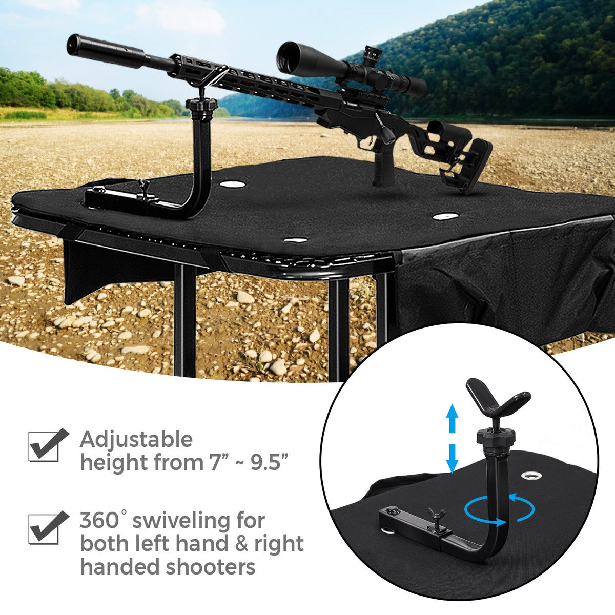 Foldable Shooting Bench with Adjustable Height Table