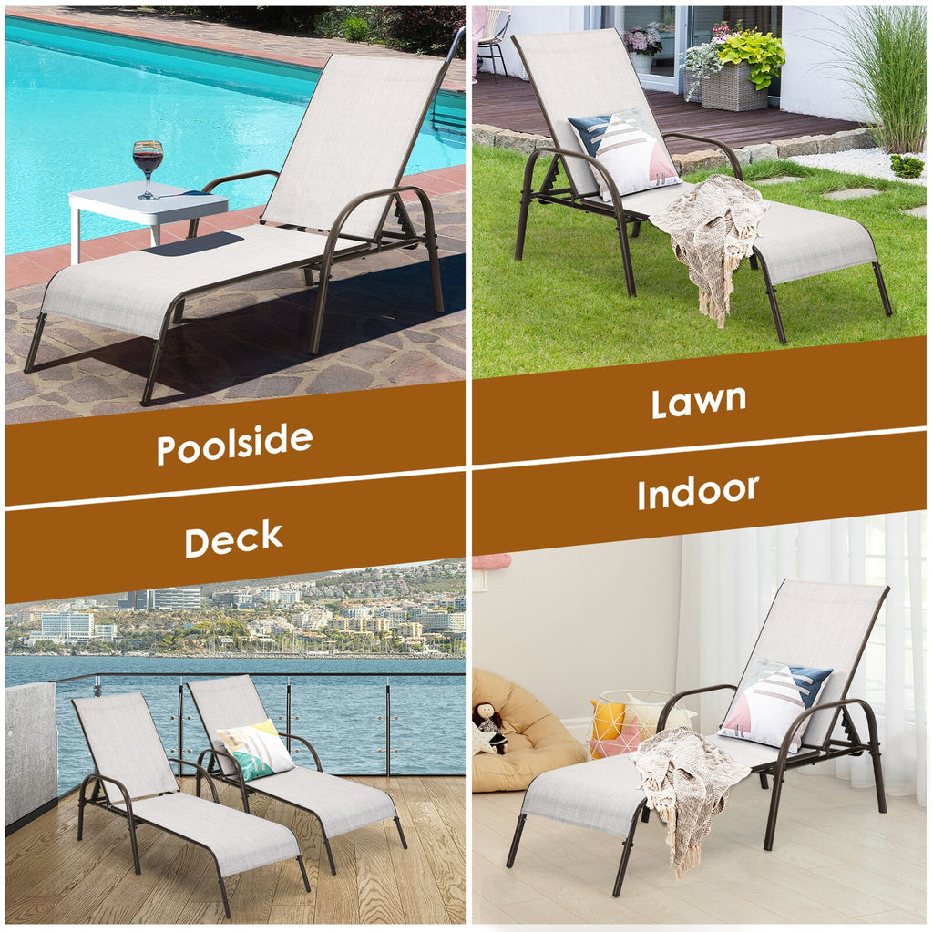 Outdoor Patio Lounge Chair Chaise - Gray, 2 Pieces