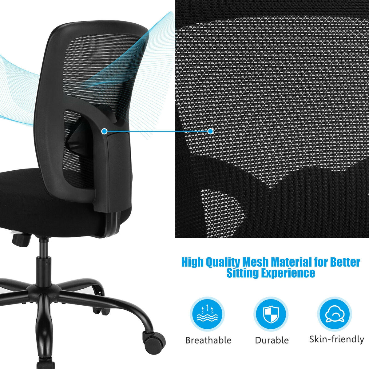 400 lbs Mesh Office Chair – Big & Tall Ergonomic Task Chair