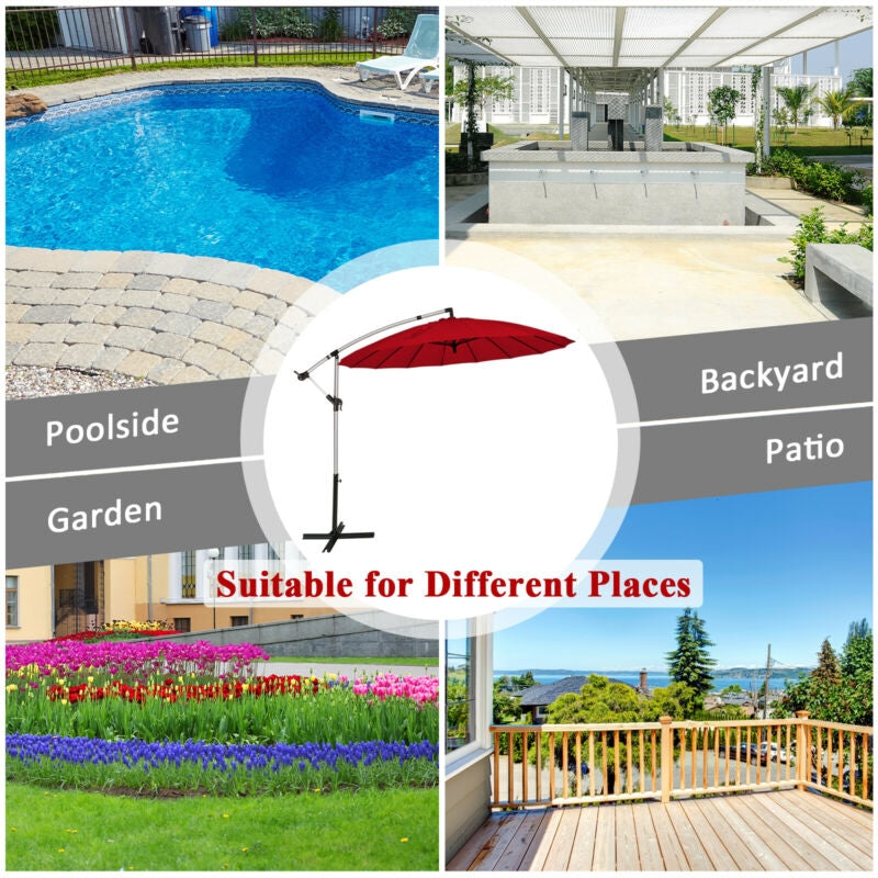 10 Feet Patio Offset Umbrella Market Hanging for Backyard Poolside