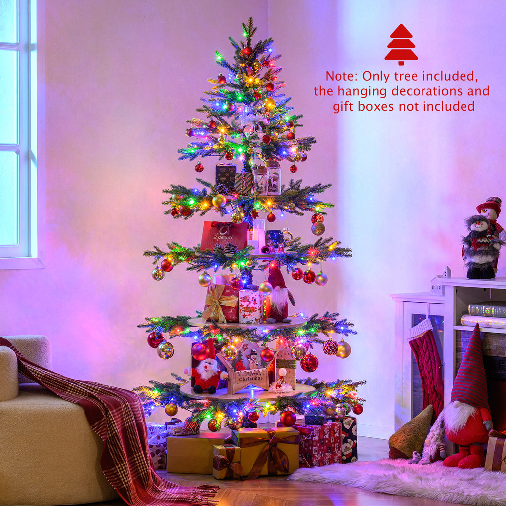6.4 FT Rotating Artificial Christmas Tree with 280 Tips & 220 LED Lights - Realistic Holiday Decor