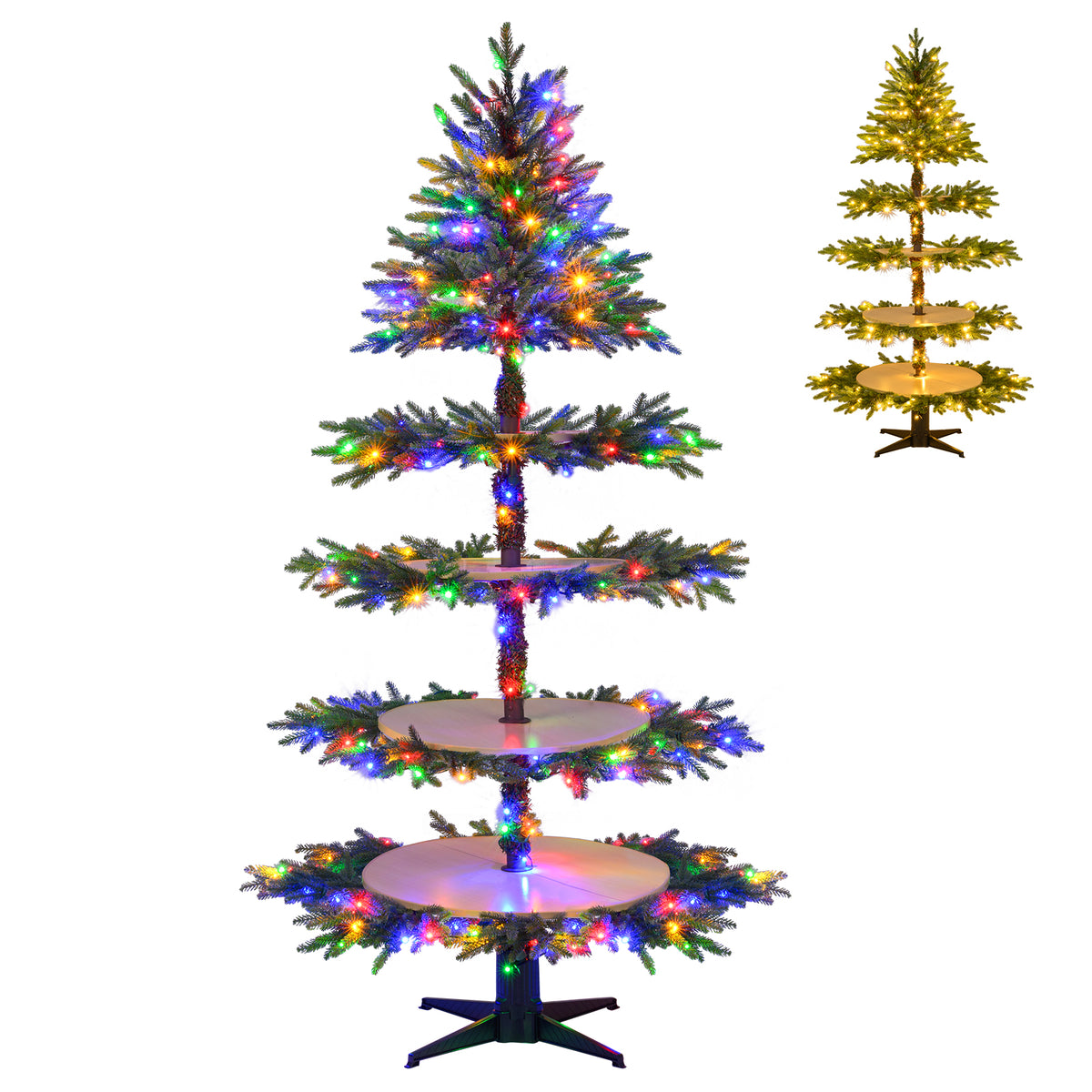 8 FT Corner Artificial Christmas Tree with 1137 Tips & 360 Warm White LED Lights - Space-Saving Design