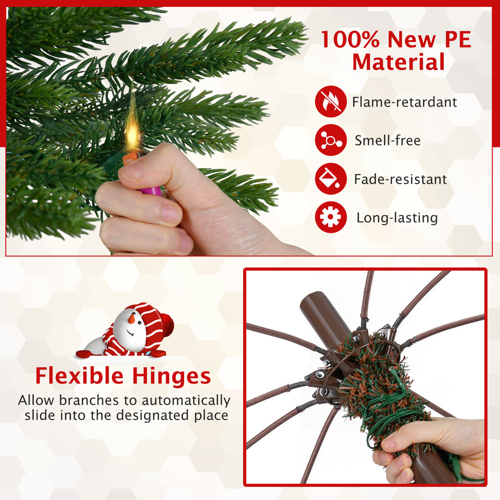 6.4 FT Rotating Artificial Christmas Tree with 280 Tips & 220 LED Lights - Realistic Holiday Decor