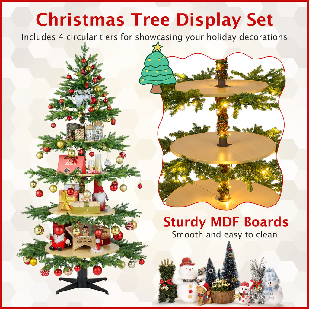 6.4 FT Rotating Artificial Christmas Tree with 280 Tips & 220 LED Lights - Realistic Holiday Decor