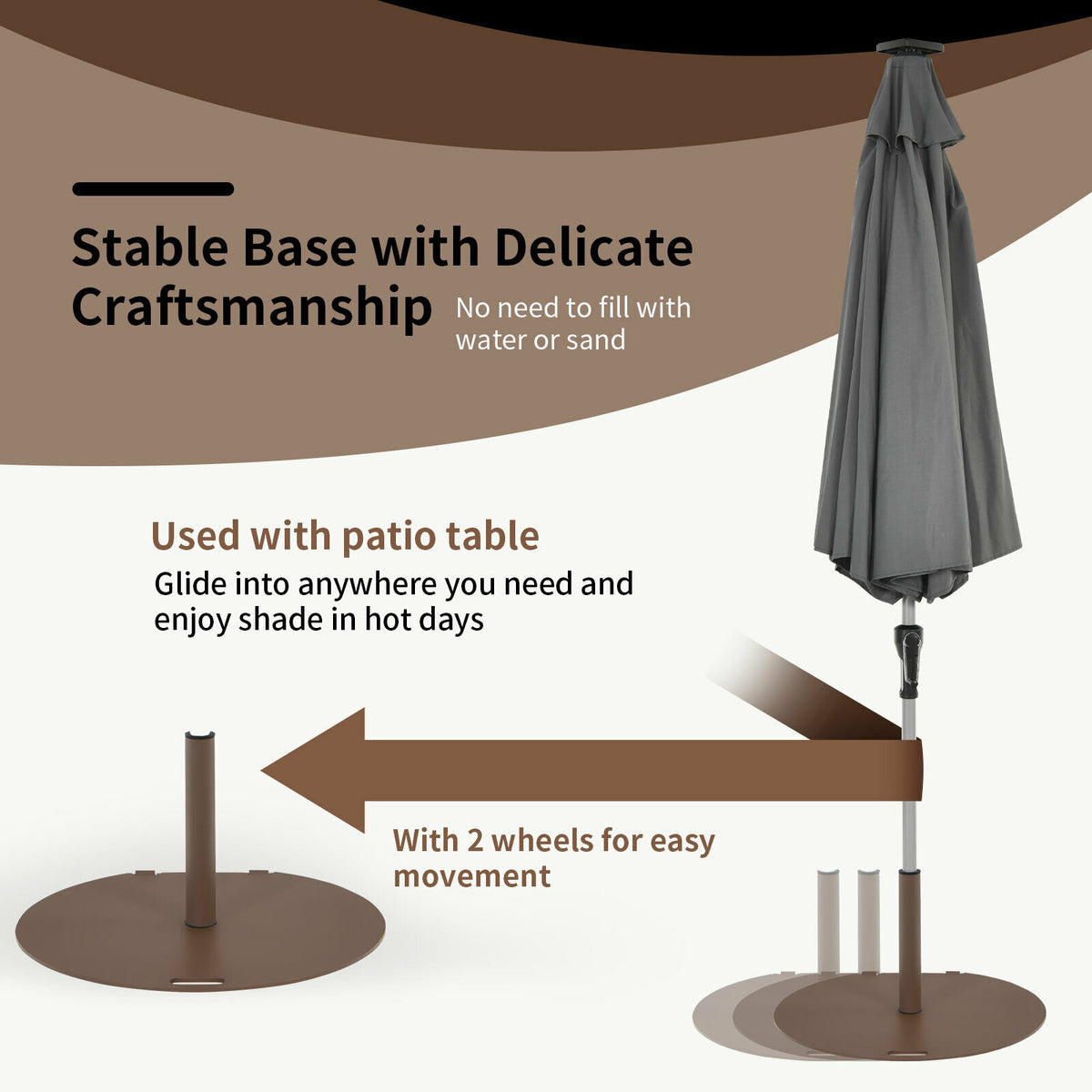 50 lbs Umbrella Base Stand with Wheels