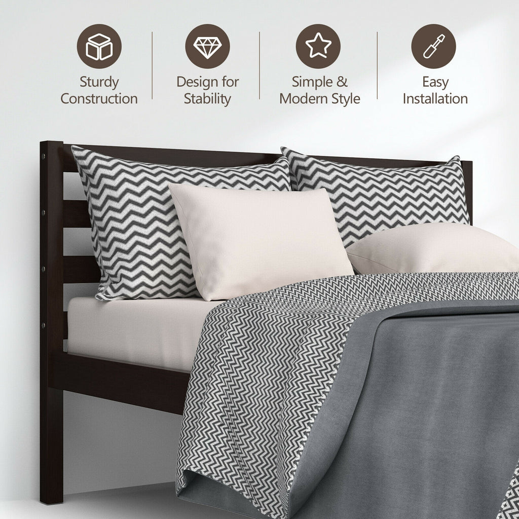 Full Size Bed Frame with Wooden Headboard & Slat Support