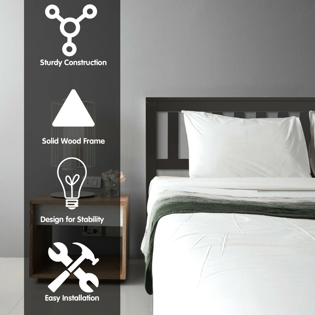 Wood Platform Bed with Headboard – Queen Size