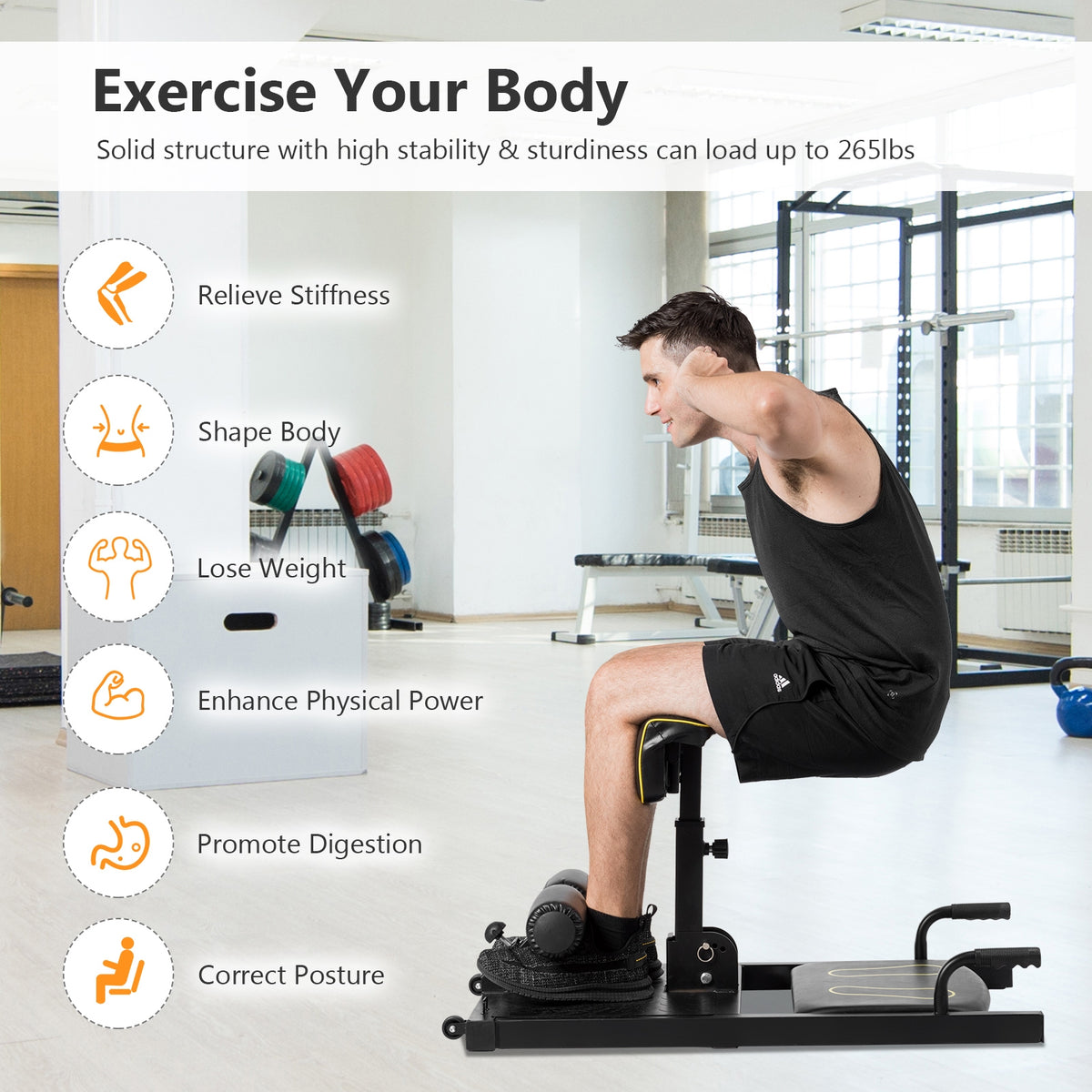 8-in-1 Home Gym Multifunction Squat Machine 39 Inch Length - Costway