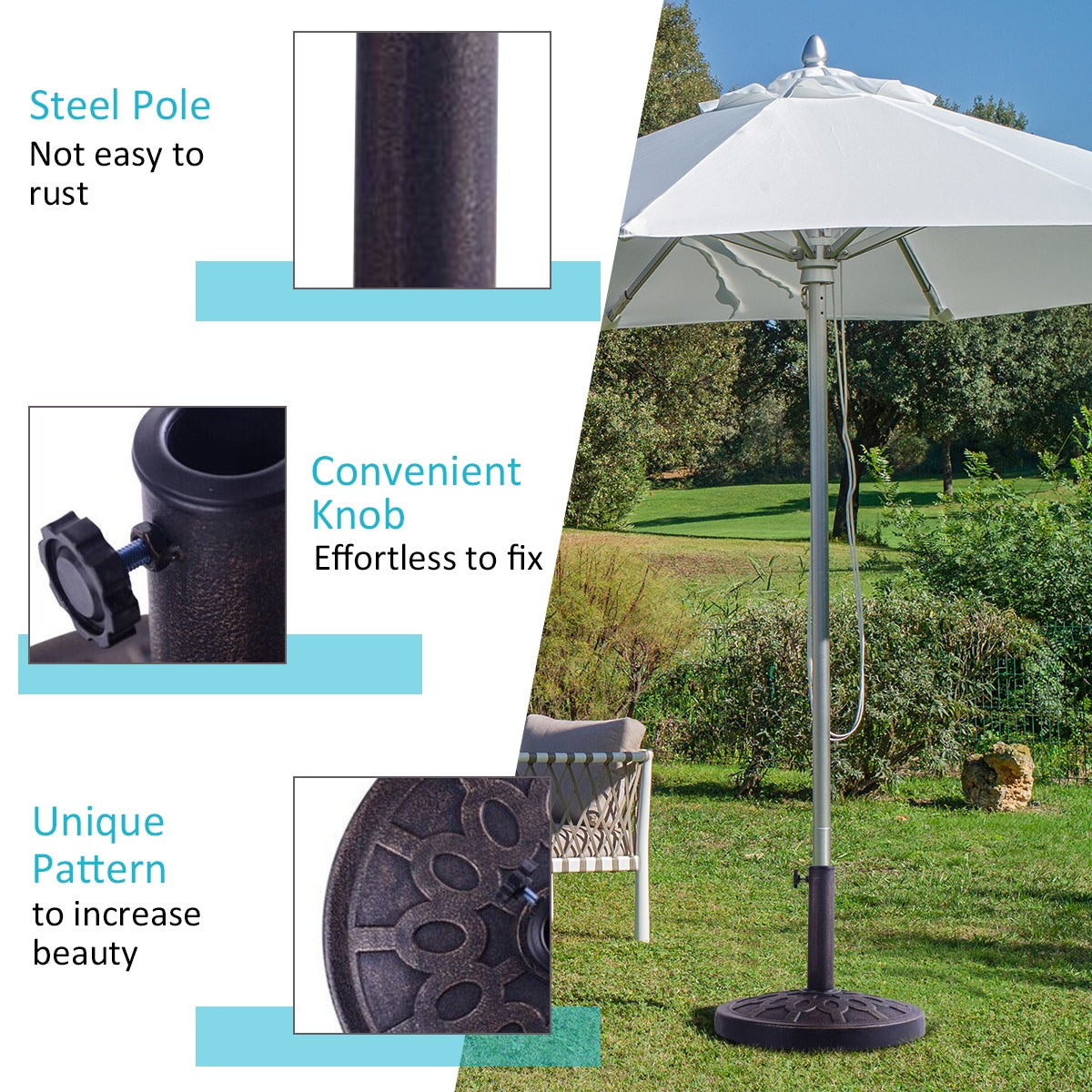 30 lbs Outdoor Umbrella Base - 18 Inch Round