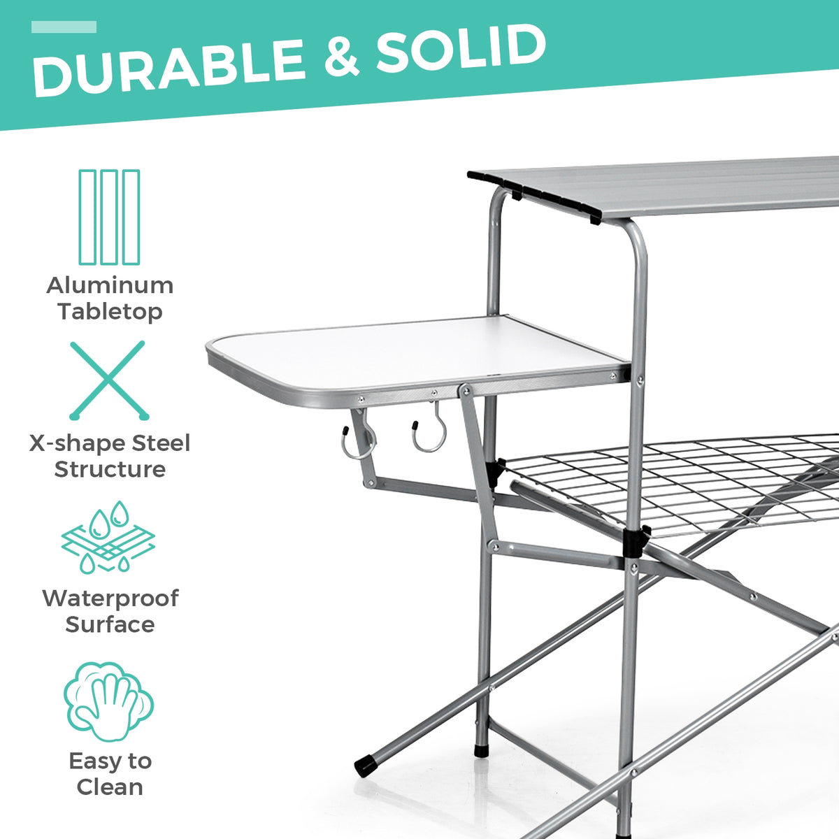 Foldable Outdoor BBQ Table Grilling Stand
