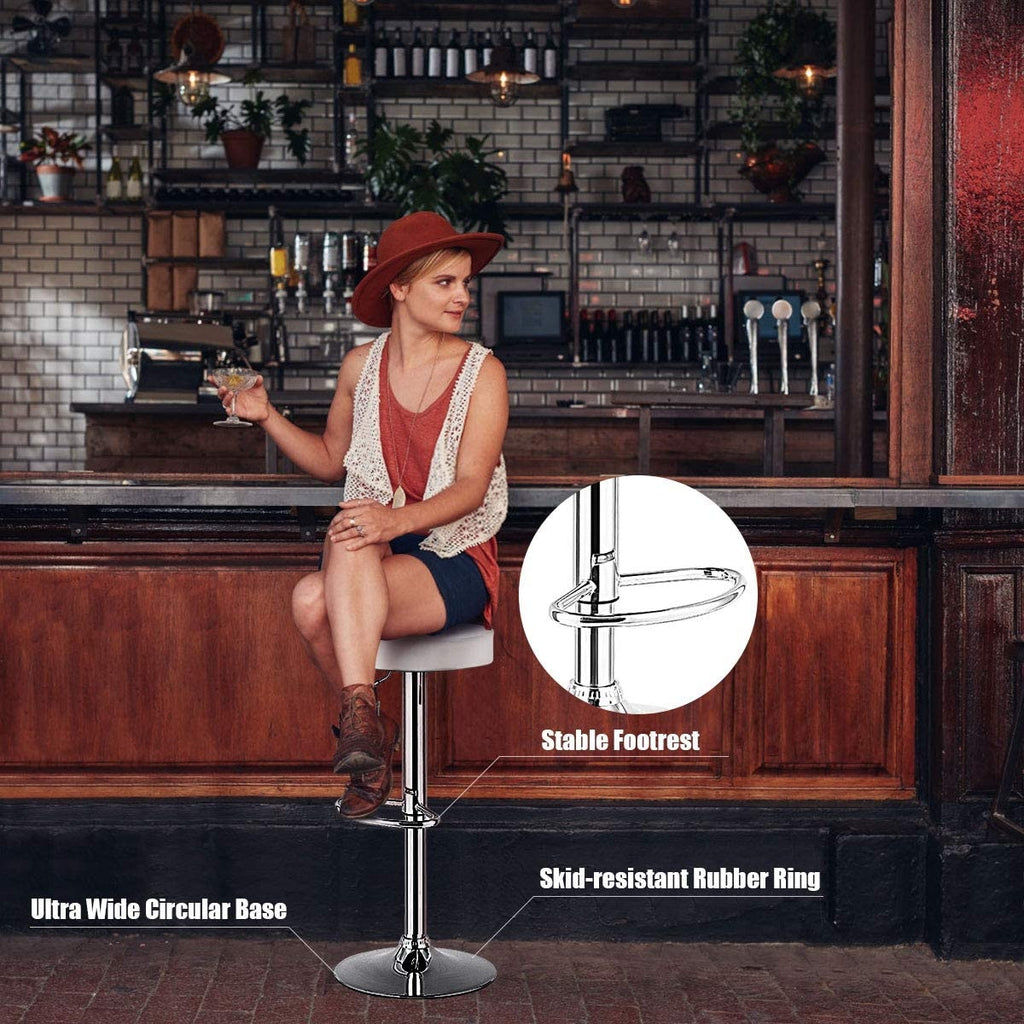 Adjustable Swivel Bar Stools Set of 2 - White