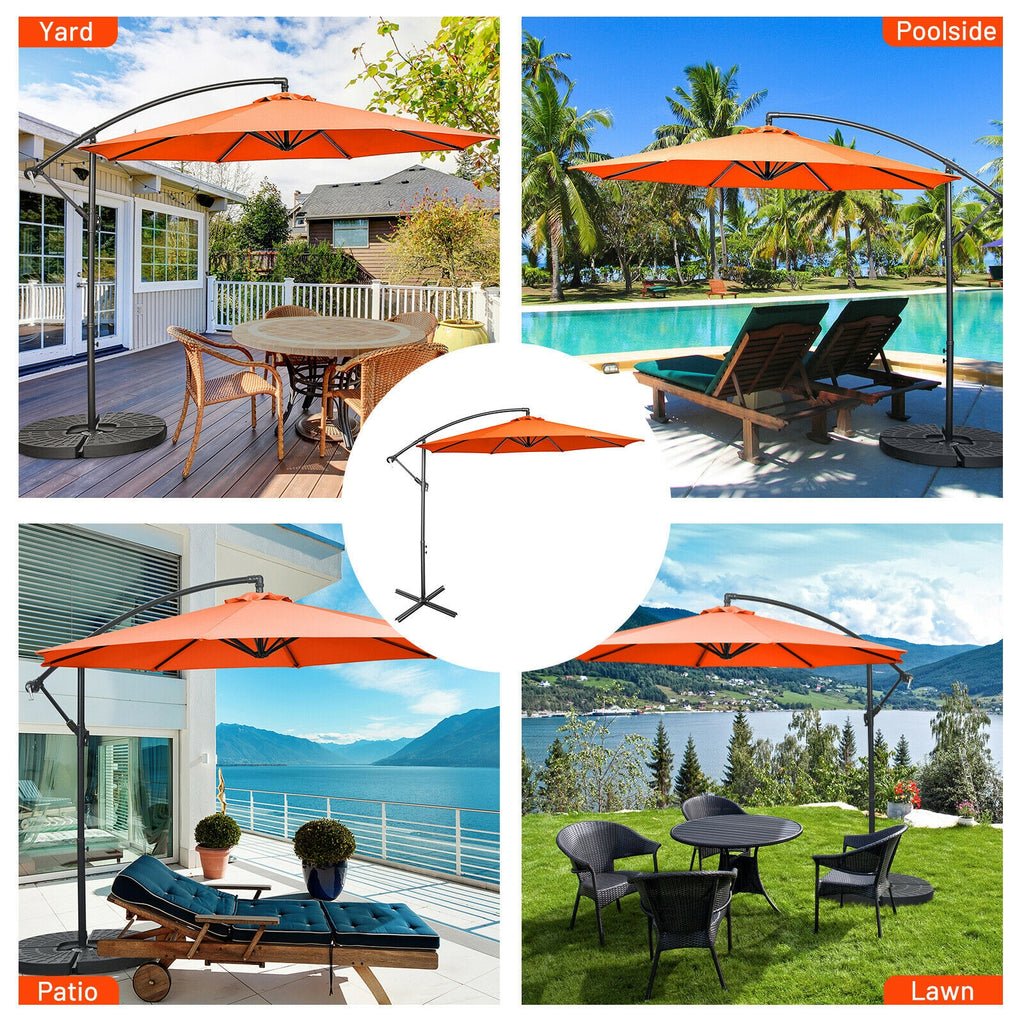 10 x 8 Feet Cantilever Umbrella with 8 Ribs - Orange