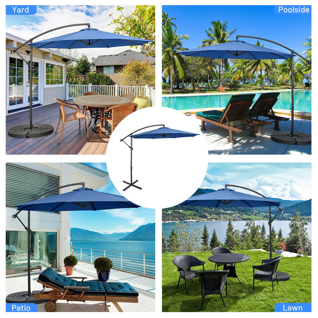 10 x 8 Feet Cantilever Umbrella with 8 Ribs - Blue