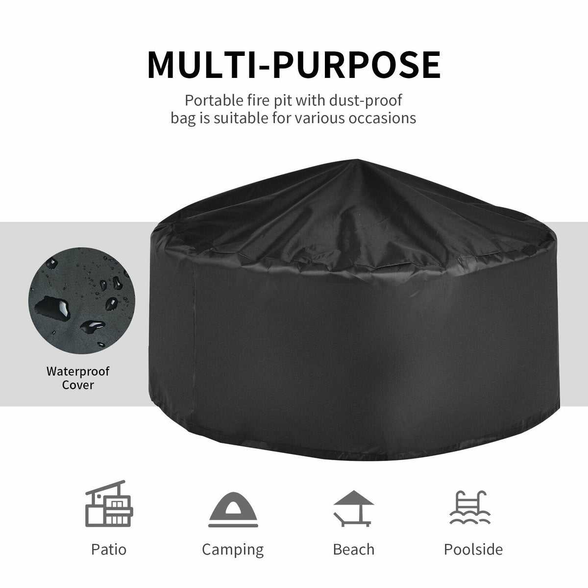 Outdoor Fire Pit with BBQ Grill and High-temp Resistance Finish