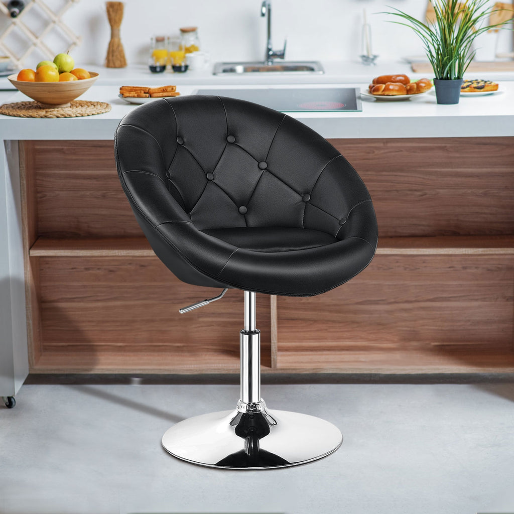 Adjustable Modern Swivel Tufted Accent Chair - White