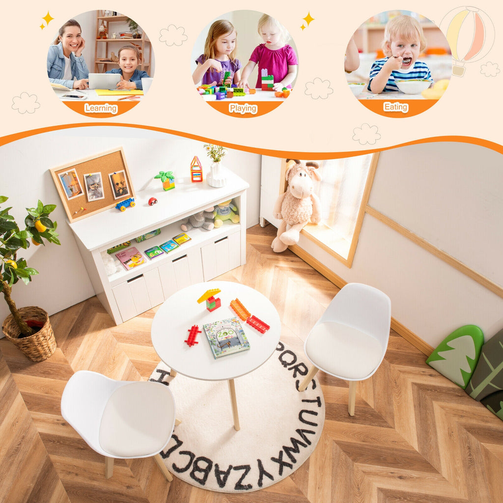 Kids Activity Play Table with Beech Legs and Cushions - White
