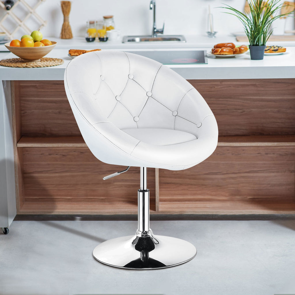 Adjustable Modern Swivel Tufted Accent Chair - White