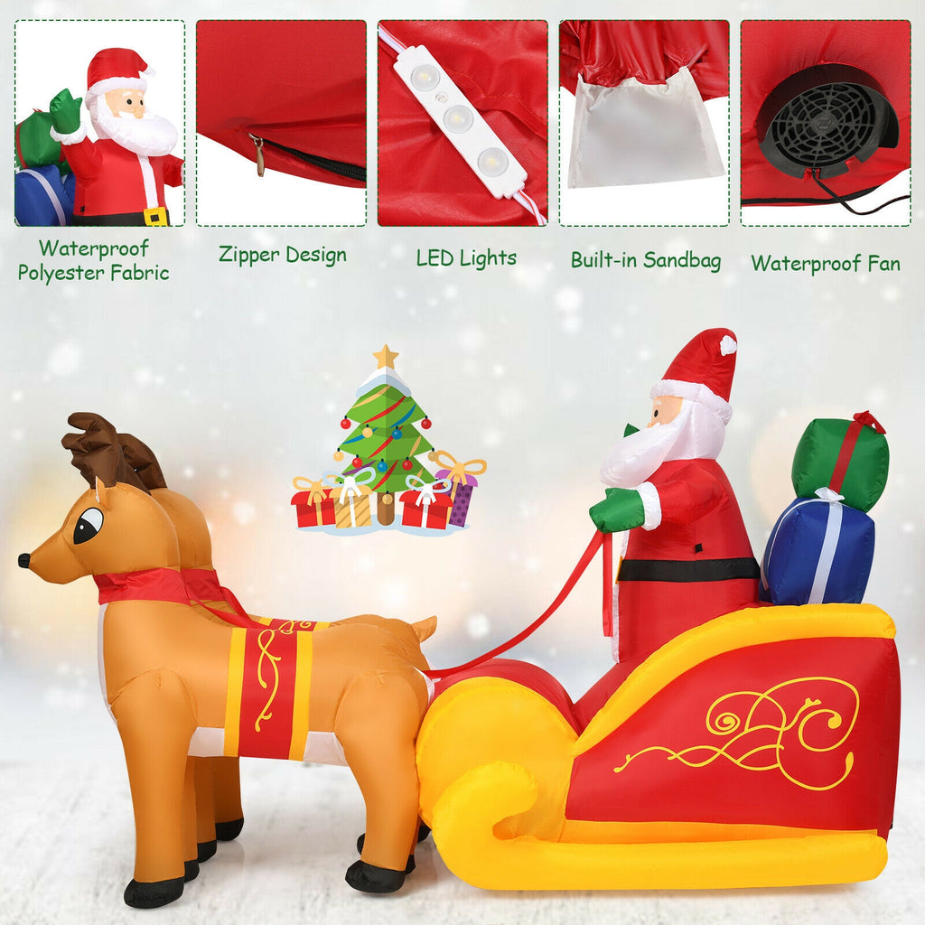 Inflatable Santa with Double Reindeer and Sled - Waterproof Outdoor Christmas Decor - Variation: Santa Claus with Double Reindeer Sleigh