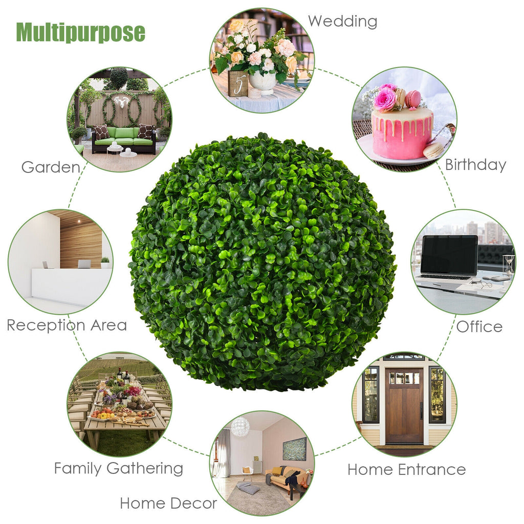 Artificial Topiary Balls 15.5 Inch Faux Boxwood Plants - No Flower, 2 Pieces