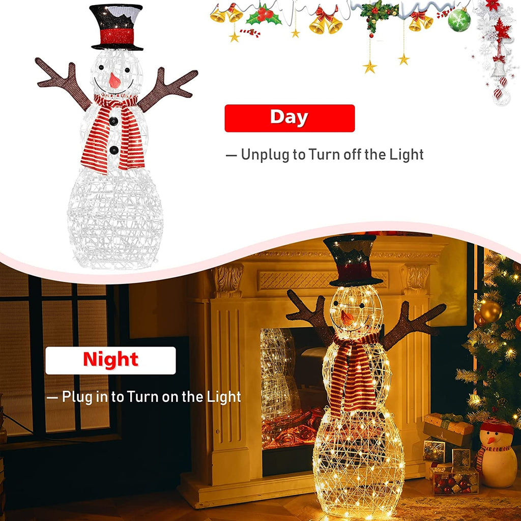 Indoor/Outdoor Christmas Snowman Lighted Decoration - Warm Light, 80 LEDs