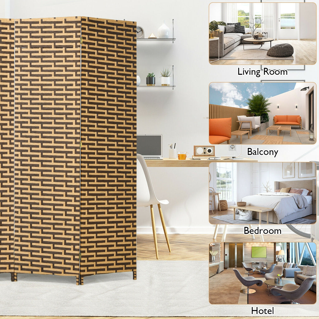 Yellow 4 Panel Folding Privacy Room Divider with Rustproof Hinges