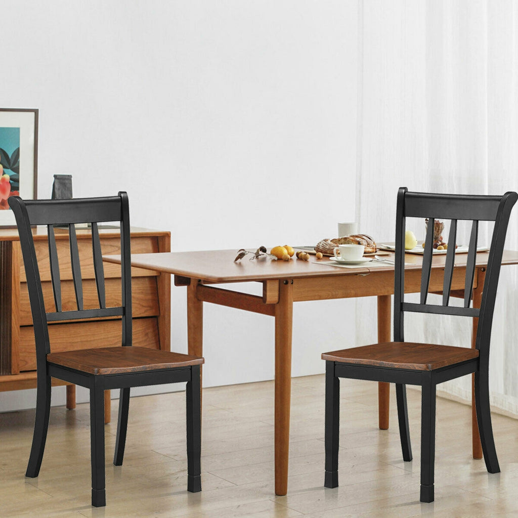Spindle Back Wood Dining Chairs Set of 2 - Black