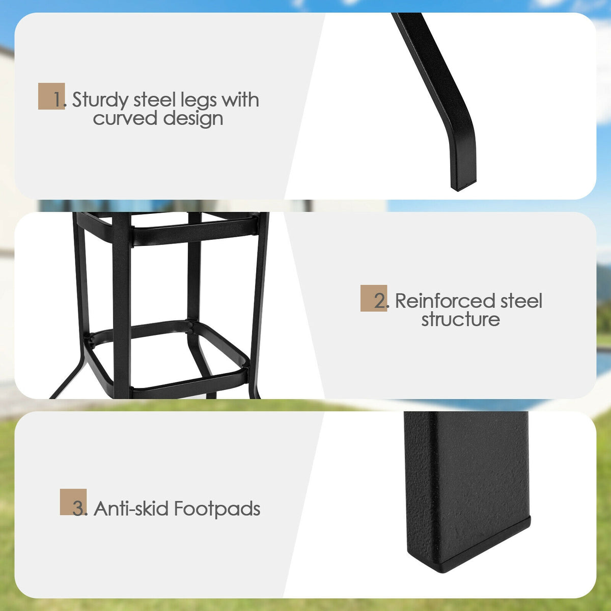 5 Pieces Outdoor Rattan Bistro Bar Stool Table Set with Cushions