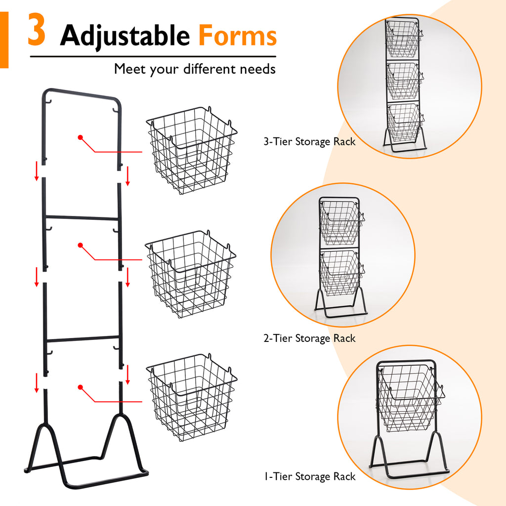 Adjustable 3-Tier Fruit Basket Stand for Kitchen & Organizing