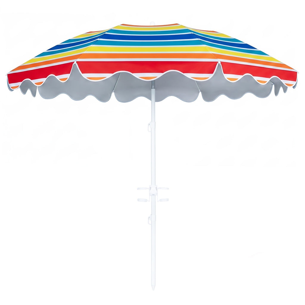 7 FT Beach Umbrella UPF 50+ with Sand Anchor for Garden Pool Backyard