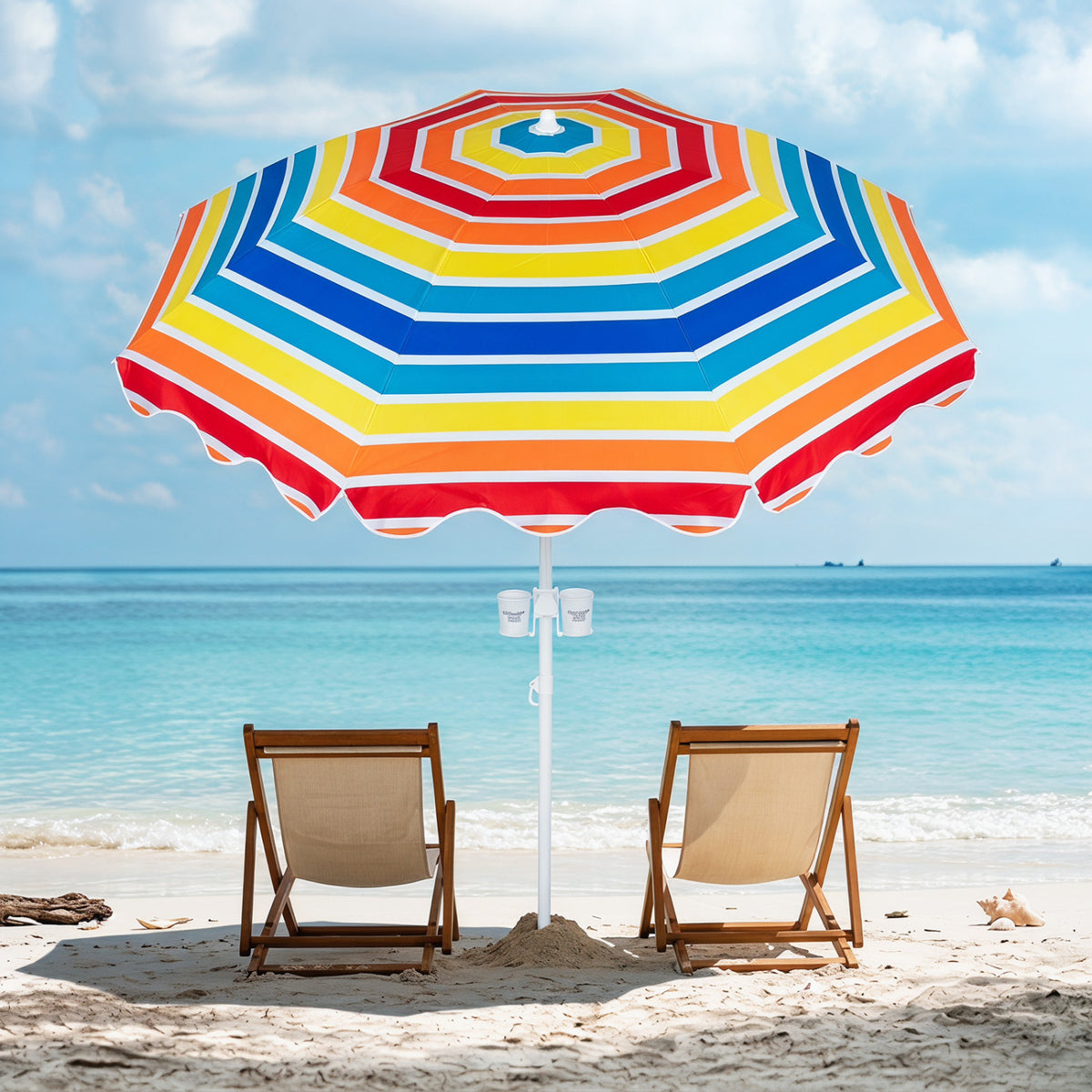7 FT Beach Umbrella UPF 50+ with Sand Anchor for Garden Pool Backyard