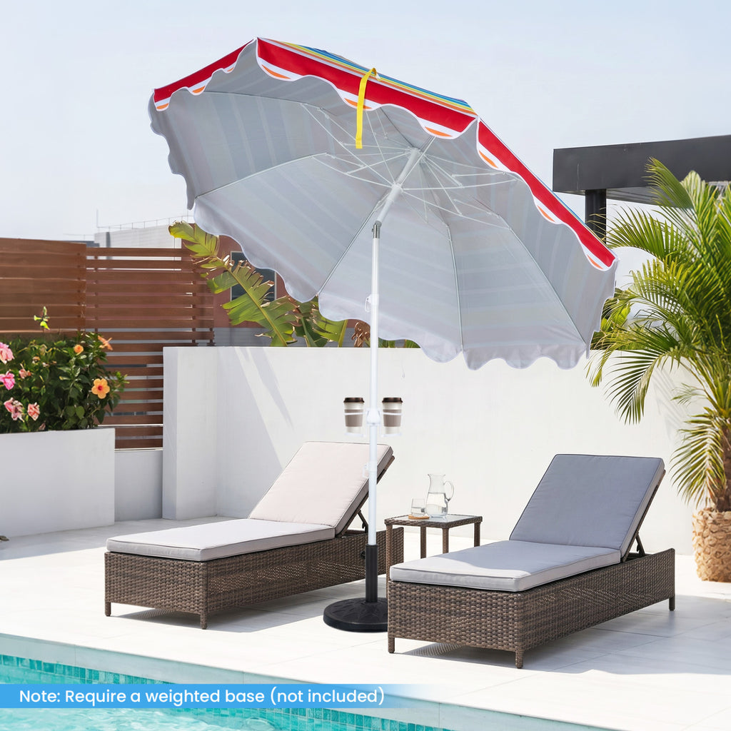 7 FT Beach Umbrella UPF 50+ with Sand Anchor for Garden Pool Backyard
